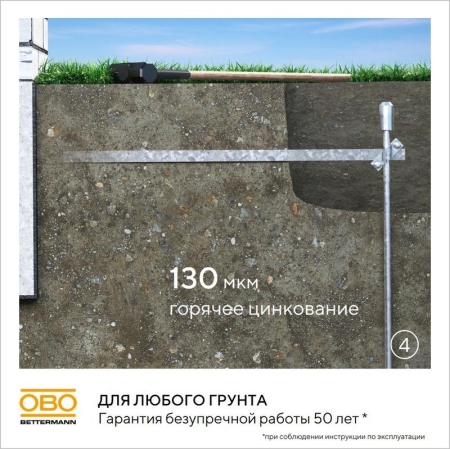 Комплект заземления безмуфтовый d20мм 6м сталь гор. цинк. OBO 5000756