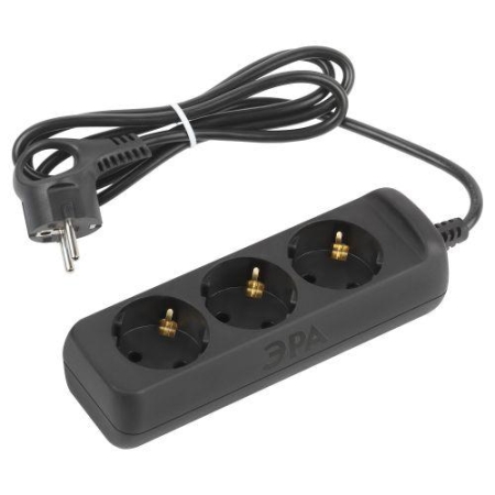 Удлинитель 3х1.5м с заземл. 10А ПВС 3х0.75 черн. UX-3e-1.5m-B Эра Б0057721 Удлинитель 3х1.5м с заземл. 10А ПВС 3х0.75 черн. UX-3e-1.5m-B Эра Б0057721