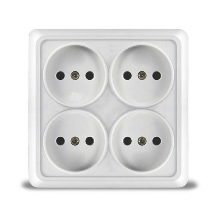 Розетка 4-м ОП Олимп 16А IP20 квадрат. без заземл. бел. UNIVersal 1164 Розетка 4-м ОП Олимп 16А IP20 квадрат. без заземл. бел. UNIVersal 1164