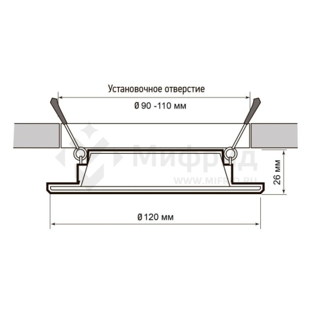 Светильник светодиодный PLED DL7 WH Downlight 12Вт 4000К 145х26мм IP54 ДВО встраив. Pro JazzWay 5042544