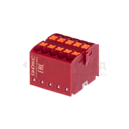 Блок распределительный зажим push-in 10 точек подключения 2.5кв.мм красн. DKC DTP1-010-04SPUR