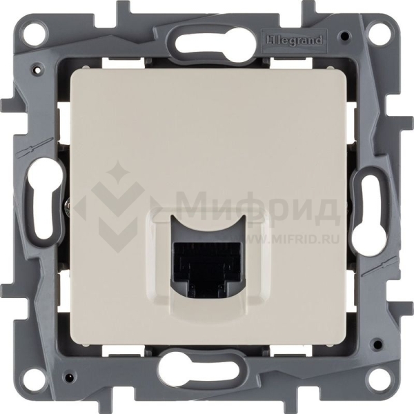 Розетка компьютерная 1-м СП Etika RJ45 кат.5E UTP IP20 механизм сл. кость IEK 672341