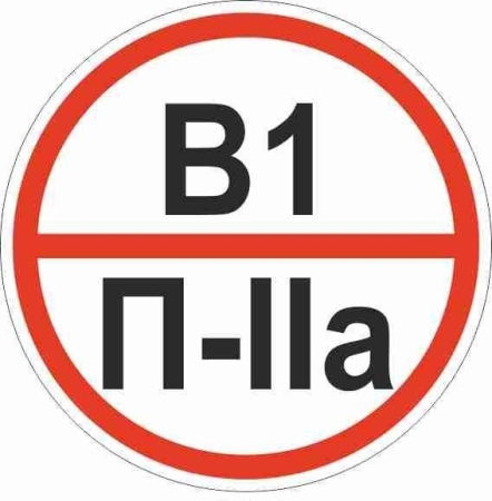 Знак "Категории помещения по взрывопожарной и пожарной опасности В1 П-IIа" 200х200мм пластик EKF pn-b1-p-lla Знак "Категории помещения по взрывопожарной и пожарной опасности В1 П-IIа" 200х200мм пластик EKF pn-b1-p-lla