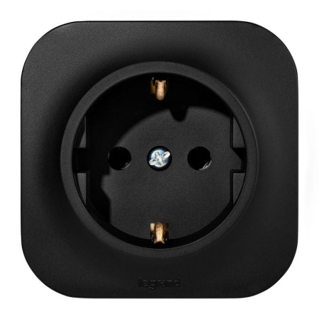 Розетка 1-м ОП Quteo 16А IP20 2P+E с заземл. без защ. шторок черн. матов. IEK 782472