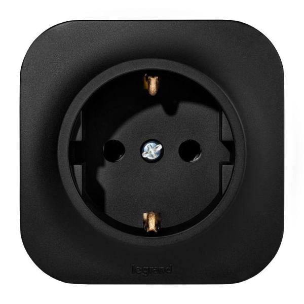 Розетка 1-м ОП Quteo 16А IP20 2P+E с заземл. без защ. шторок черн. матов. IEK 782472