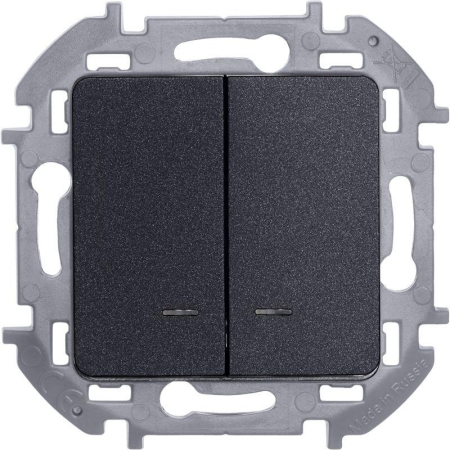 Выключатель 2-кл. Inspiria 10А IP20 250В 10AX с подсветкой/индикацией механизм антрацит IEK 673633