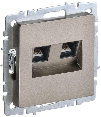 Розетка компьютерная двойн. СП RJ45 кат.5E BRITE РК10-2-БрШ механизм шампань IEK BR-K20-1-K37 Розетка компьютерная двойн. СП RJ45 кат.5E BRITE РК10-2-БрШ механизм шампань IEK BR-K20-1-K37
