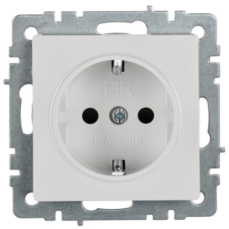 Розетка BRITE РС14-1-0-БрБ 16А с заземл. защ. шторки механизм бел. IEK BR-R14-16-K01 Розетка BRITE РС14-1-0-БрБ 16А с заземл. защ. шторки механизм бел. IEK BR-R14-16-K01