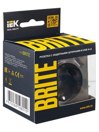Розетка BRITE РЮш10-1-БрТБ 16А с USB A+A 2.1А с заземл. защ. шторки темн. механизм бронза IEK BR-R14-16-U21-D21-K45 Розетка BRITE РЮш10-1-БрТБ 16А с USB A+A 2.1А с заземл. защ. шторки темн. механизм бронза IEK BR-R14-16-U21-D21-K45