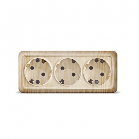 Розетка 3-м ОП Олимп с заземл. сосна UNIVersal 1173 Розетка 3-м ОП Олимп с заземл. сосна UNIVersal 1173