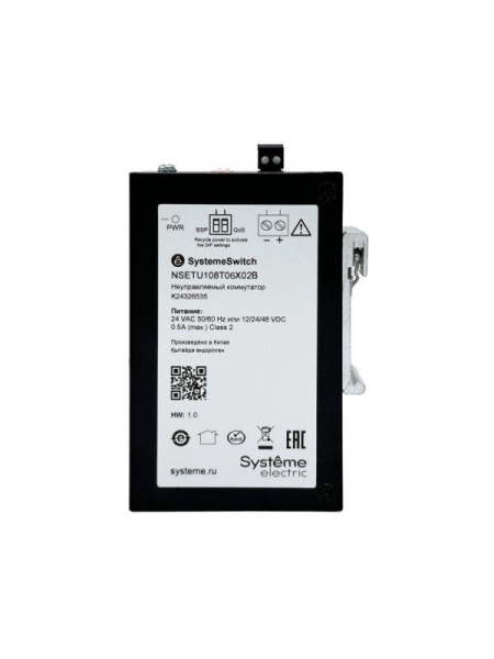 Коммутатор промышленный неуправляемый Ethernet 6х10/100BaseT 2х100BaseX SFP SE NSETU108T06X02B Коммутатор промышленный неуправляемый Ethernet 6х10/100BaseT 2х100BaseX SFP SE NSETU108T06X02B