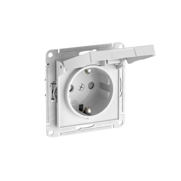Розетка AtlasDesign 16А IP20 с заземл. защ. шторки с крышкой быстрозажим. клем. механизм бел. SE ATN000146S