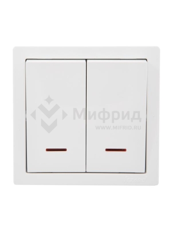 Выключатель 2-кл. ОП LETO с индикацией бел. LEZARD 752-0200-112