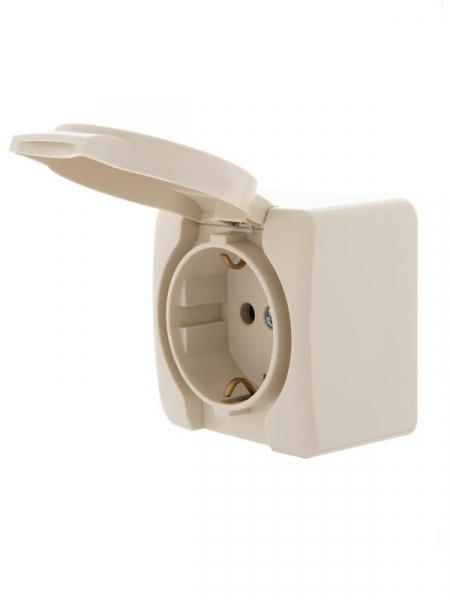Розетка 1-м ОП Viola с заземл. с крышкой крем. LEZARD 751-0300-123 Розетка 1-м ОП Viola с заземл. с крышкой крем. LEZARD 751-0300-123