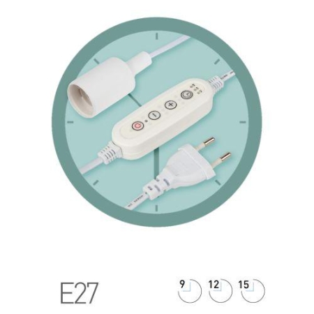 Светильник для растений FITO-Time Holder под лампу Е27 с проводом 1.5м и таймером для фитоламп Эра Б0059882 Светильник для растений FITO-Time Holder под лампу Е27 с проводом 1.5м и таймером для фитоламп Эра Б0059882