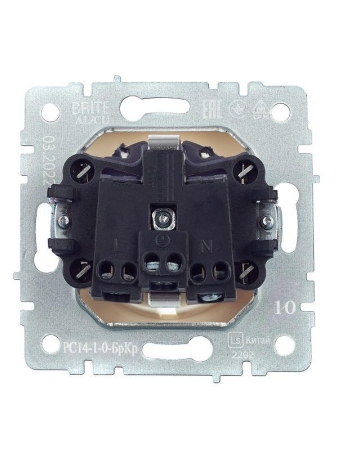 Розетка BRITE РС14-1-0-БрКр 16А с заземл. защ. шторки механизм беж. IEK BR-R14-16-K10 Розетка BRITE РС14-1-0-БрКр 16А с заземл. защ. шторки механизм беж. IEK BR-R14-16-K10