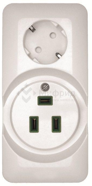 Розетка 2-м ОП Blanca / Прима 250В комбинир. для электроплиты 32А+силовая 16А (опт. упак.) бел. SE RA32-211R-B