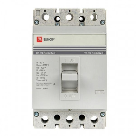 Выключатель автоматический 3п 250/63А 35кА ВА-99 PROxima EKF mccb99-250-63 Выключатель автоматический 3п 250/63А 35кА ВА-99 PROxima EKF mccb99-250-63