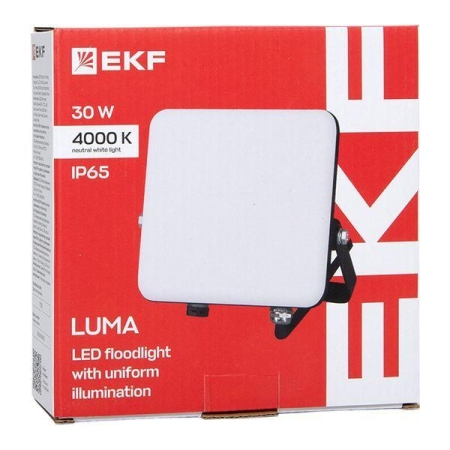 Прожектор светодиодный СДО-4003 30Вт 4000К IP65 с равномерной засветкой LUMA EKF FLL-4003-30-4000 Прожектор светодиодный СДО-4003 30Вт 4000К IP65 с равномерной засветкой LUMA EKF FLL-4003-30-4000