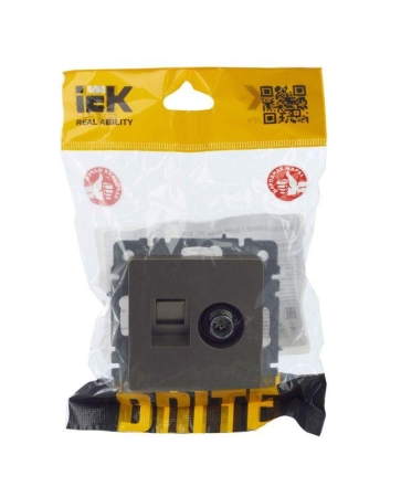 Розетка компьютерная + телевизионная 2-м Brite РТВ/РК12-БрШ RJ45 кат.5E + TV механизм шампань IEK BR-AK20-1-K37 Розетка компьютерная + телевизионная 2-м Brite РТВ/РК12-БрШ RJ45 кат.5E + TV механизм шампань IEK BR-AK20-1-K37