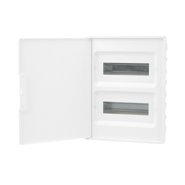 Щиток 24 мод встраиваемый с бел. дверцей с 4 шинами PEN (2шт на 8 отв. и 2шт на 6 отв) бел. DKC F24B1WW