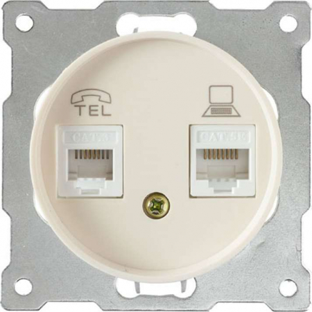 Розетка компьютерная + телефонная 2-м СП Florence RJ45 + RJ11 кат.5E механизм беж. (1E20801301) OneKeyElectro 2172794 Розетка компьютерная + телефонная 2-м СП Florence RJ45 + RJ11 кат.5E механизм беж. (1E20801301) OneKeyElectro 2172794
