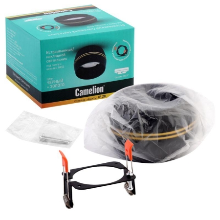 Светильник встраиваемый IP20 металлический под лампу GX53 LGX53-03 C02 черн. Camelion 15398