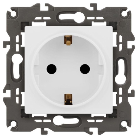 Розетка Elegance 14-2102-01М 16А 250В 2P+E Schuko защ. шторки матов. бел. Эра Б0065804