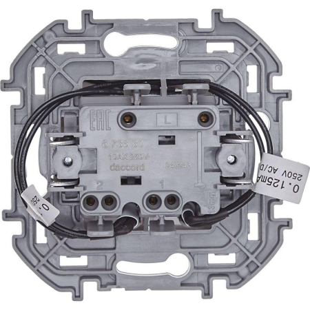 Выключатель 2-кл. Inspiria 10А IP20 250В 10AX с подсветкой/индикацией механизм бел. IEK 673630