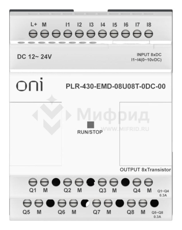 Модуль расширения входов выходов ПЛК 430 4 DI 4 UI (0-10В/DI) 8 TO 24В DC ONI PLR-430-EMD-08U08T-0DC-00