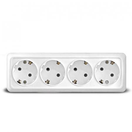 Розетка 4-м ОП Олимп с заземл. бел. UNIVersal 1163 Розетка 4-м ОП Олимп с заземл. бел. UNIVersal 1163