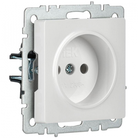 Розетка BRITE РС10-1-0-БрБ 10А без заземл. без защ. шторок механизм бел. IEK BR-R10-10-K01