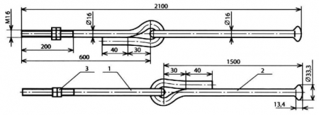 Штанга сочлененная пестик-нарезка (L=2000) КС-182