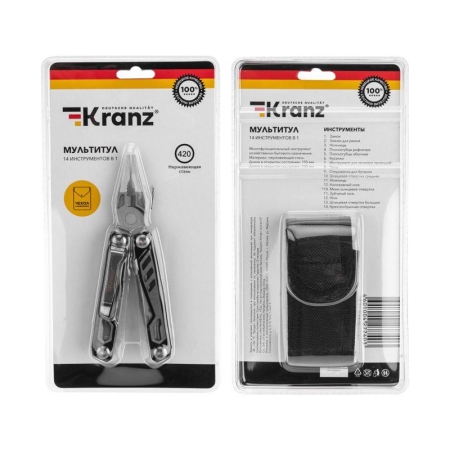 Мультитул 14 в 1 155мм Kranz KR-12-4947-2 Мультитул 14 в 1 155мм Kranz KR-12-4947-2