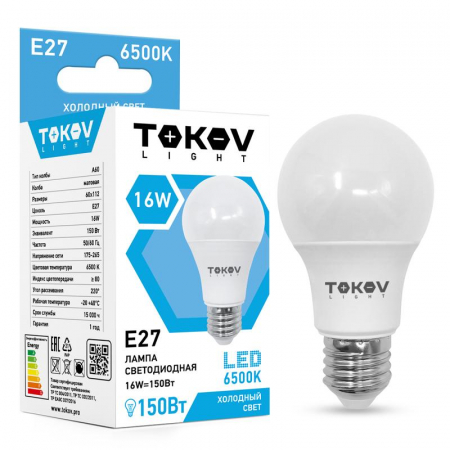 Лампа светодиодная 16Вт А60 6500К Е27 176-264В (TKL) TOKOV ELECTRIC TKL-A60-E27-16-6.5K Лампа светодиодная 16Вт А60 6500К Е27 176-264В (TKL) TOKOV ELECTRIC TKL-A60-E27-16-6.5K