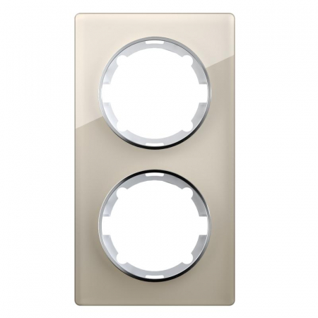 Рамка 2-м Garda вертикал. стеклянная беж. 2E52211301 OneKeyElectro 2234946