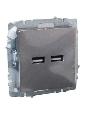 Розетка BRITE USB A+A 3.1А РЮ10-1-БрС механизм сталь IEK BR-U21-D31-K46