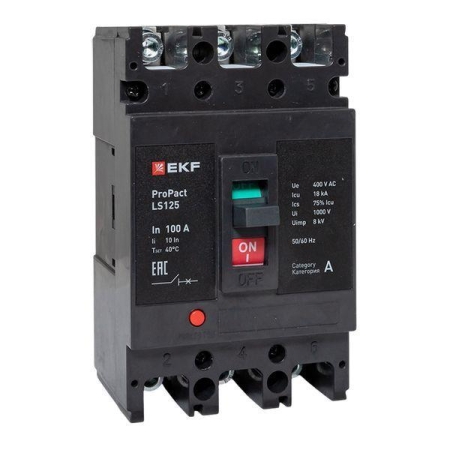 Выключатель автоматический LS125 18кА 3P 100А ProPact EKF mccb-125-18-3-100-ls Выключатель автоматический LS125 18кА 3P 100А ProPact EKF mccb-125-18-3-100-ls