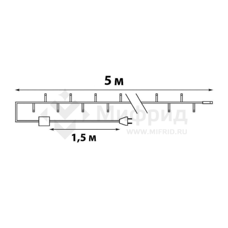 Гирлянда LED ULD-S0500-050/DGA WARM WHITE IP20 5м 50 диодов. тепл. бел. свет провод зел. Uniel UL-00007304