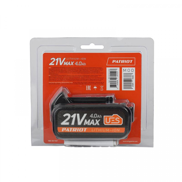 Батарея аккумуляторная PB BR 21В (Max) Li-ion UES 4.0А.ч Pro PATRIOT 180301121 Батарея аккумуляторная PB BR 21В (Max) Li-ion UES 4.0А.ч Pro PATRIOT 180301121