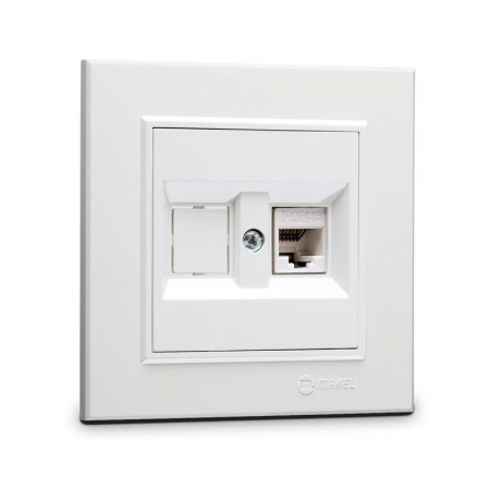 Розетка компютерная CAT5 + гнездо СП Karea IP20 бел. Makel 56001035 Розетка компютерная CAT5 + гнездо СП Karea IP20 бел. Makel 56001035