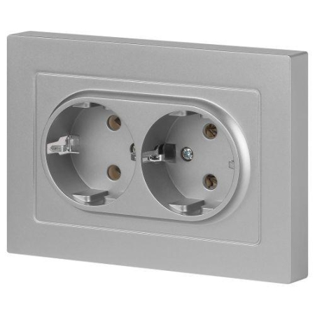 Розетка 2-м СП Accent 6-205-03 16А IP20 250В 2P+E Schuko AL/CU алюм. Intro Б0063490 Розетка 2-м СП Accent 6-205-03 16А IP20 250В 2P+E Schuko AL/CU алюм. Intro Б0063490