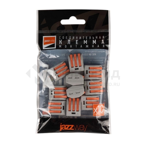 Клемма монтажная рычажного соединения PTC-3P 222-413 BL/10 450В 32А 0.08-2.5(4.0)кв.мм JazzWay 5050730