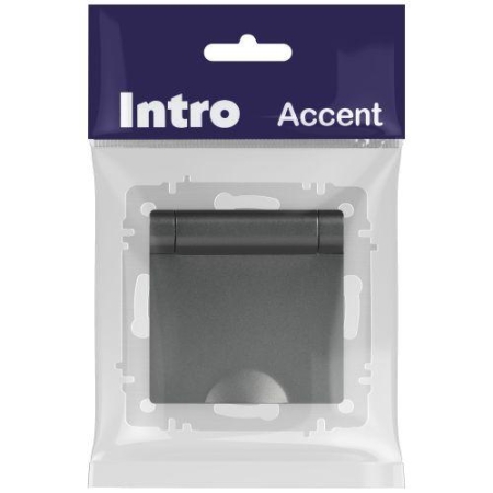 Розетка 1-м СП Accent 6-203-07 16А IP20 250В 2P+E Schuko с крышкой AL/CU графит Intro Б0063441 Розетка 1-м СП Accent 6-203-07 16А IP20 250В 2P+E Schuko с крышкой AL/CU графит Intro Б0063441