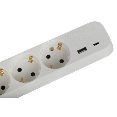Удлинитель 3х5м с заземл. 10А 1xUSBA+1xUSBC с выкл. UB-3es-5m-USB Эра Б0052899