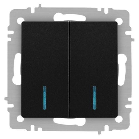 Выключатель 2-кл. СП Accent 6-105-05 10А IP20 250В с подсветкой AL/CU антрацит Intro Б0063516