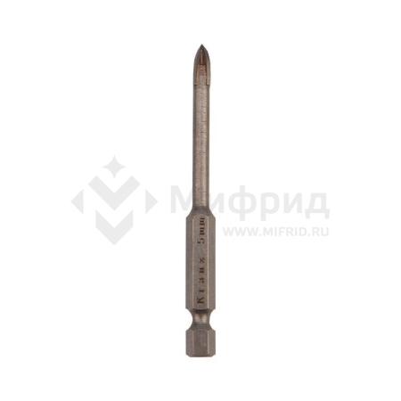 Сверло по стеклу и керамике 5мм 4 грани шестигранный хвостовик Kranz KR-91-0648