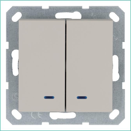 Выключатель 2-кл. 10А IP20 с подсветкой механизм тауп Jasmart G3023NT Выключатель 2-кл. 10А IP20 с подсветкой механизм тауп Jasmart G3023NT