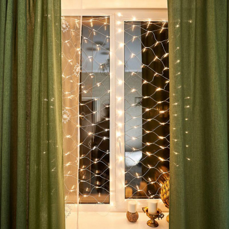 Гирлянда светодиодная "Сеть" 1.8х1.5м 180LED тепл. бел. 15Вт IP20 провод прозр. ПВХ Neon-Night 215-136 Гирлянда светодиодная "Сеть" 1.8х1.5м 180LED тепл. бел. 15Вт IP20 провод прозр. ПВХ Neon-Night 215-136