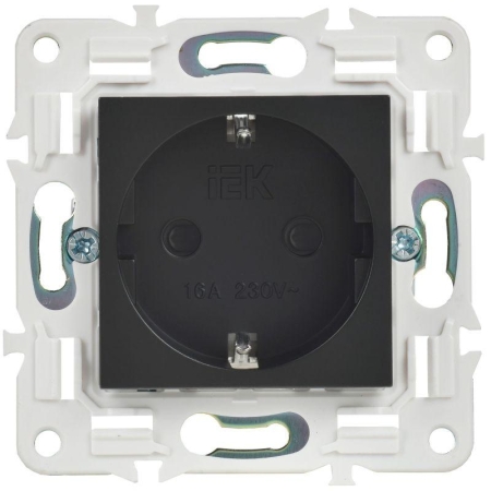 Розетка SKANDY 16А с заземл. защ. шторки SK-R04Bl черн. IEK SK-R14-16-K02